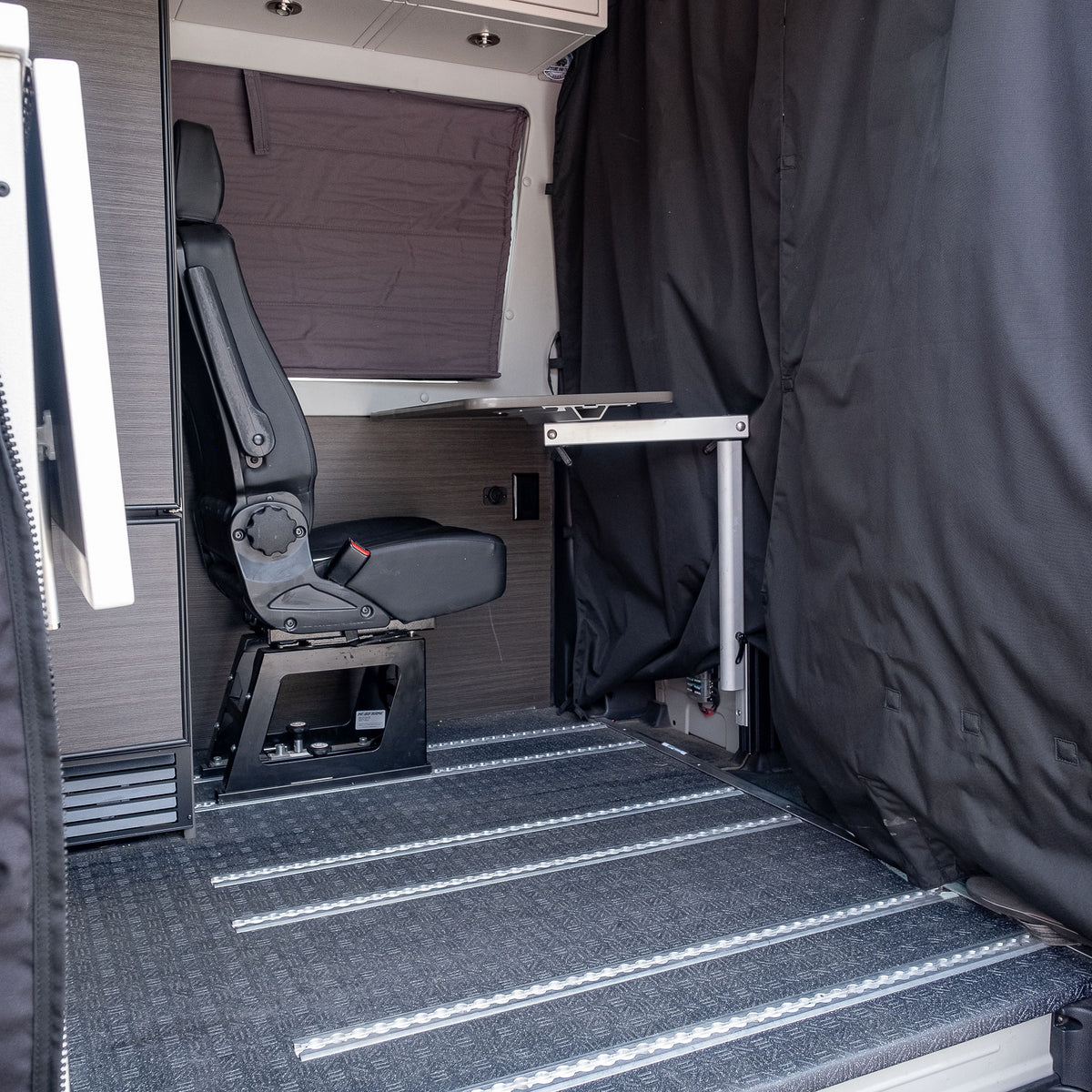 Smartfloor rail system installed in a van